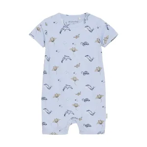 Minymo Ocean Print Rib Shortie Playsuit