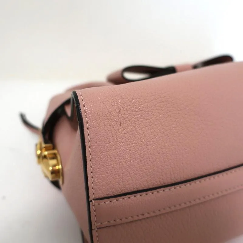 Miu Miu Madras Fiocco Bow Tote Pink Leather Small Crossbody Bag NEW