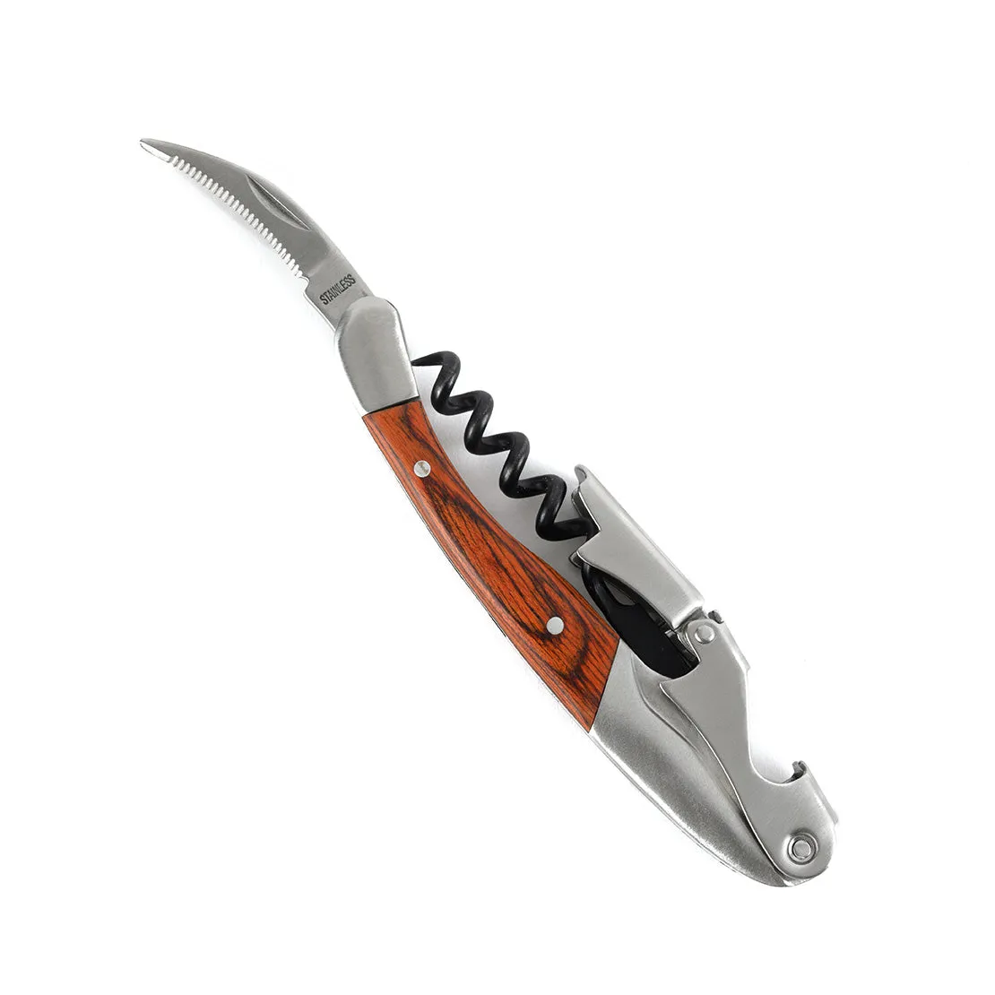 Moore and Giles Corkscrew Sleeve with Wine Key, Modern Saddle Brown Corkscrew