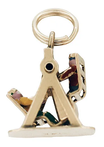 Movable Children on a Swing Charm in 14K Gold