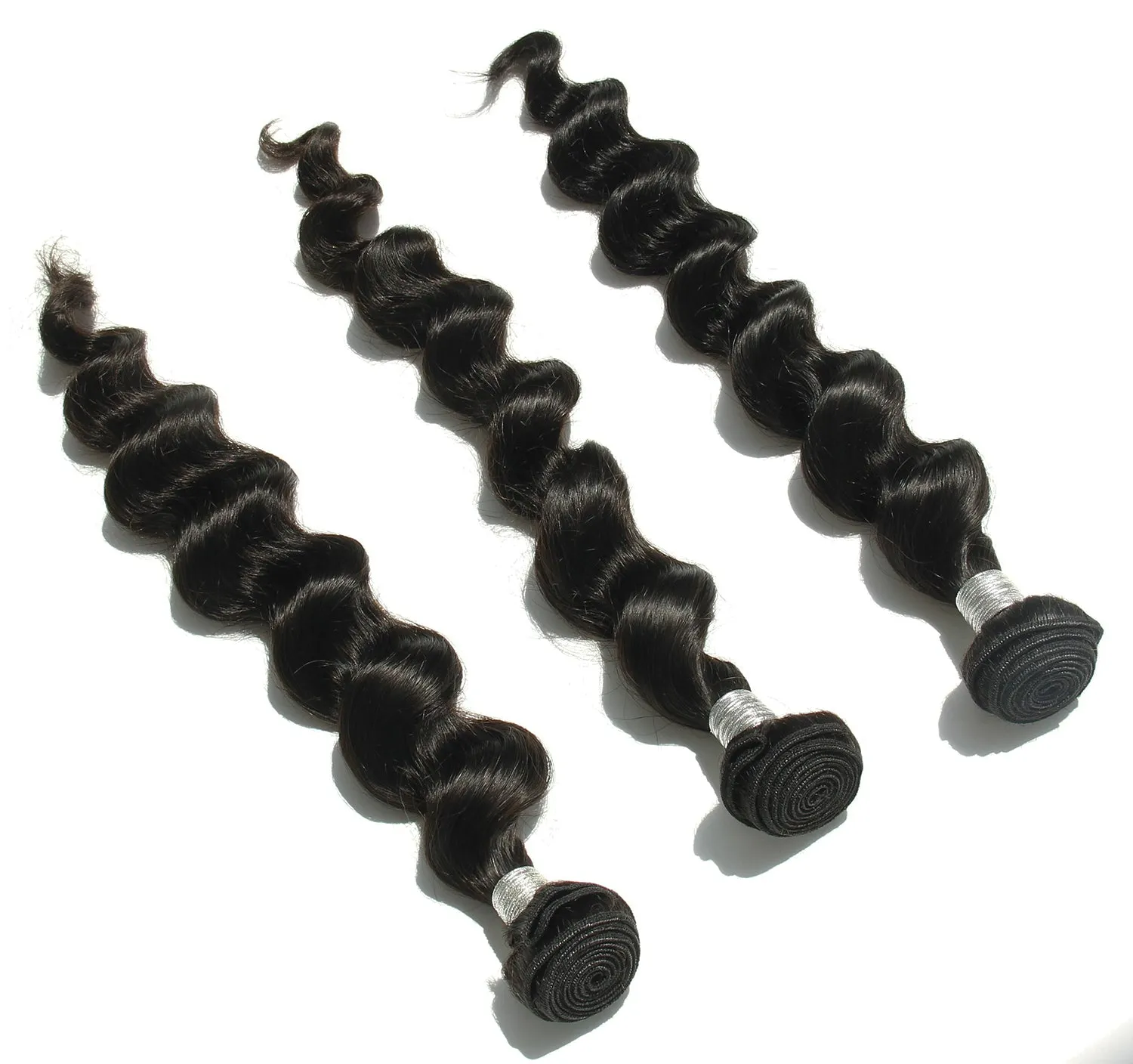 Ms Fenda Brazilian Virgin Human Hair Weaving Wefts 3 Bundles 1 piece 4x4 closure (Loose Wave)