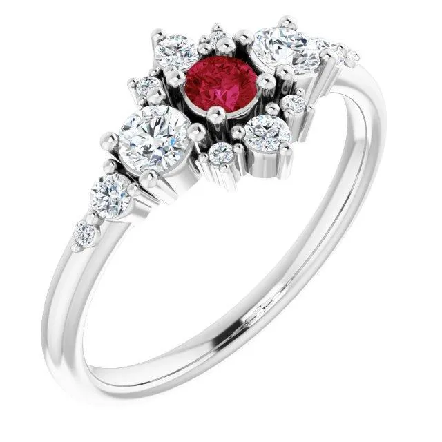 Multi-Gemstone Cluster Stackable Ring
