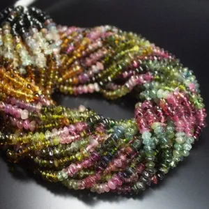 Multi Tourmaline Plain Saucer Button Loose Gemstone Beads 14 inches, 5mm