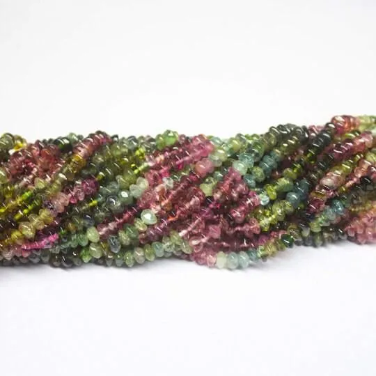Multi Tourmaline Plain Saucer Button Loose Gemstone Beads 14 inches, 5mm