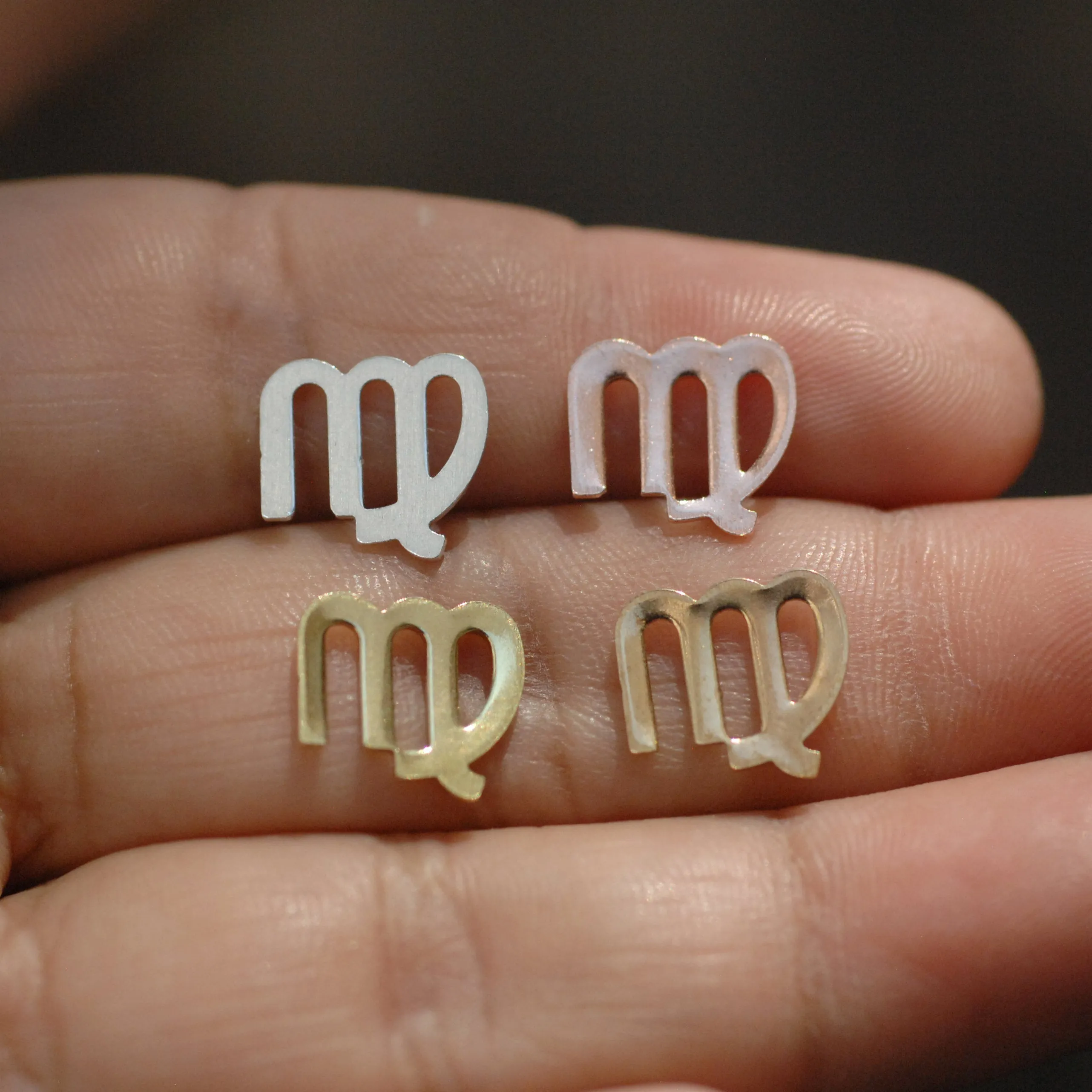 My MOST tiny Virgo zodiac sign shapes 24g Mini miniature metal blanks for making jewelry copper, brass, bronze, sterling silver 925
