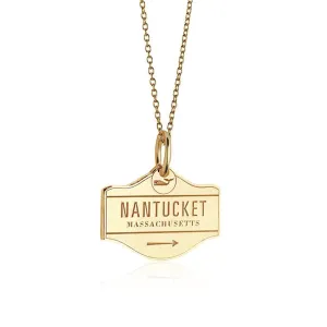 Nantucket Street Sign Charm in Gold Vermeil by Jet Set Candy