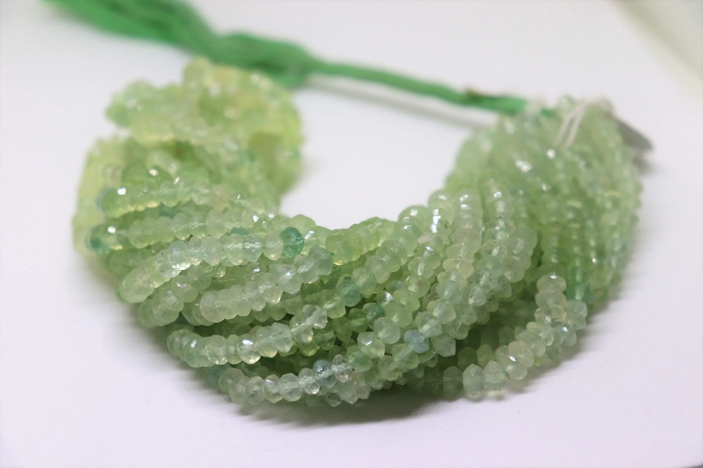 Natural Green Prehnite Faceted Rondelle Beads 3mm 3.5mm 13inches