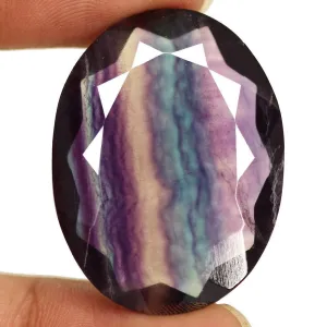 Natural Multi Color Fluorite Faceted Oval Gemstones 36x27x10mm