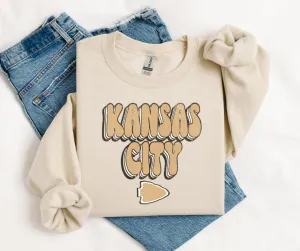 Neutral Retro Kansas City Arrowhead Tan Sweatshirt