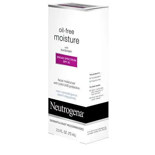 Neutrogena - Crema hidratante facial de larga duración sin aceite y crema para el cuello, sin aceite, no obstruye los poros con protector solar SPF 35, glicerina, 2.5 fl. oz/75ml