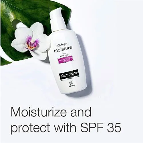 Neutrogena - Crema hidratante facial de larga duración sin aceite y crema para el cuello, sin aceite, no obstruye los poros con protector solar SPF 35, glicerina, 2.5 fl. oz/75ml