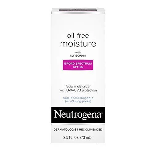 Neutrogena - Crema hidratante facial de larga duración sin aceite y crema para el cuello, sin aceite, no obstruye los poros con protector solar SPF 35, glicerina, 2.5 fl. oz/75ml