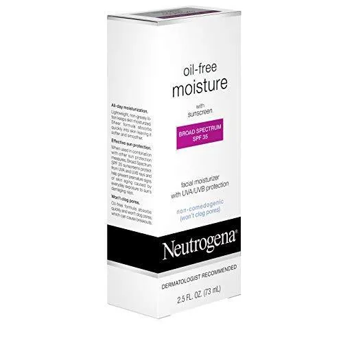 Neutrogena - Crema hidratante facial de larga duración sin aceite y crema para el cuello, sin aceite, no obstruye los poros con protector solar SPF 35, glicerina, 2.5 fl. oz/75ml