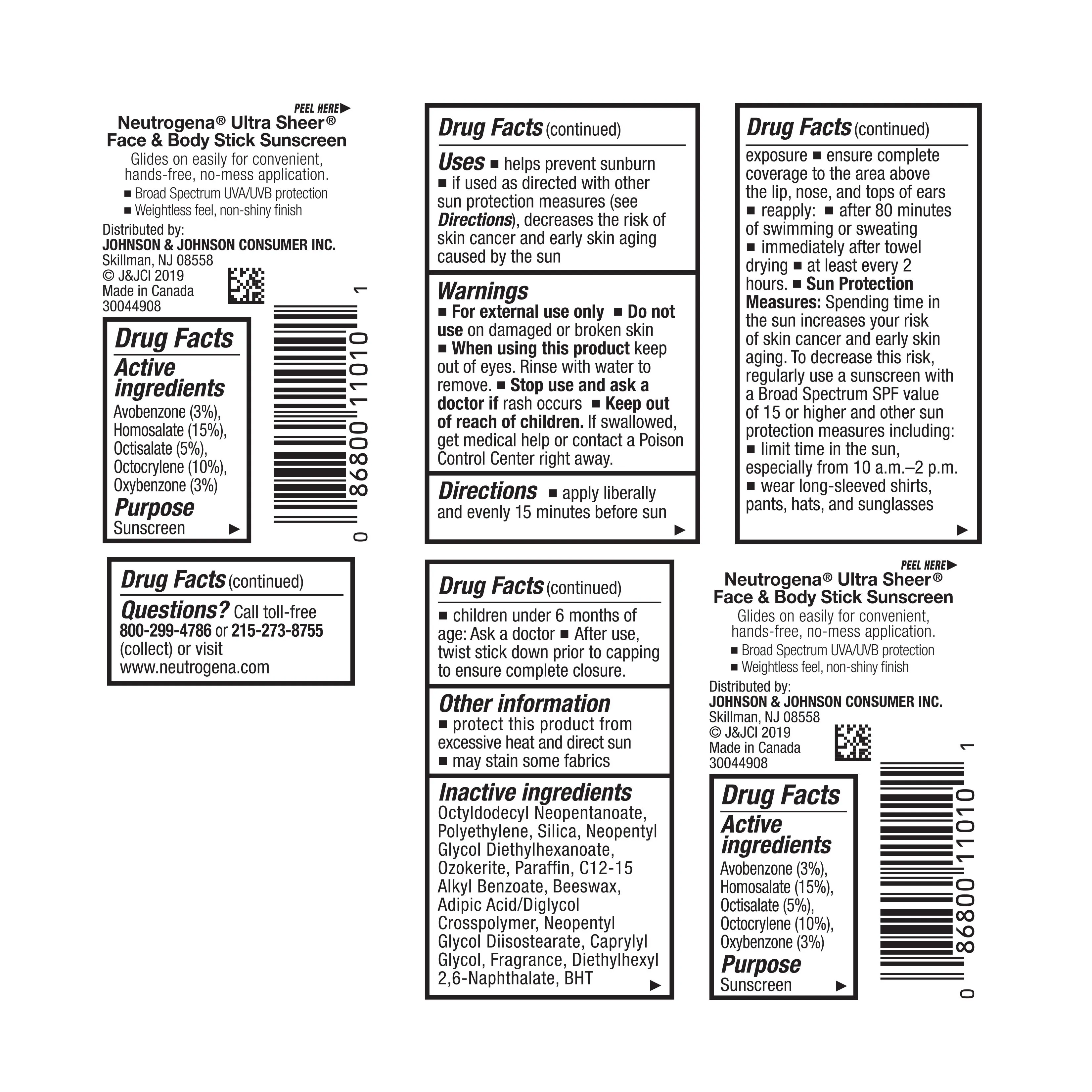Neutrogena Ultra Sheer Face & Body Stick Sunscreen Broad Spectrum SPF 70