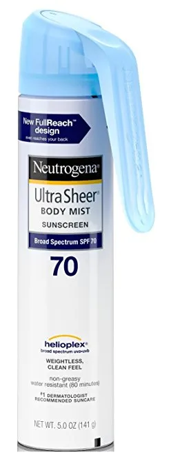 Neutrogena Ultra Sheer Spf#70 Body Mist Full Reach Spray 5 Ounce (6 Pack)