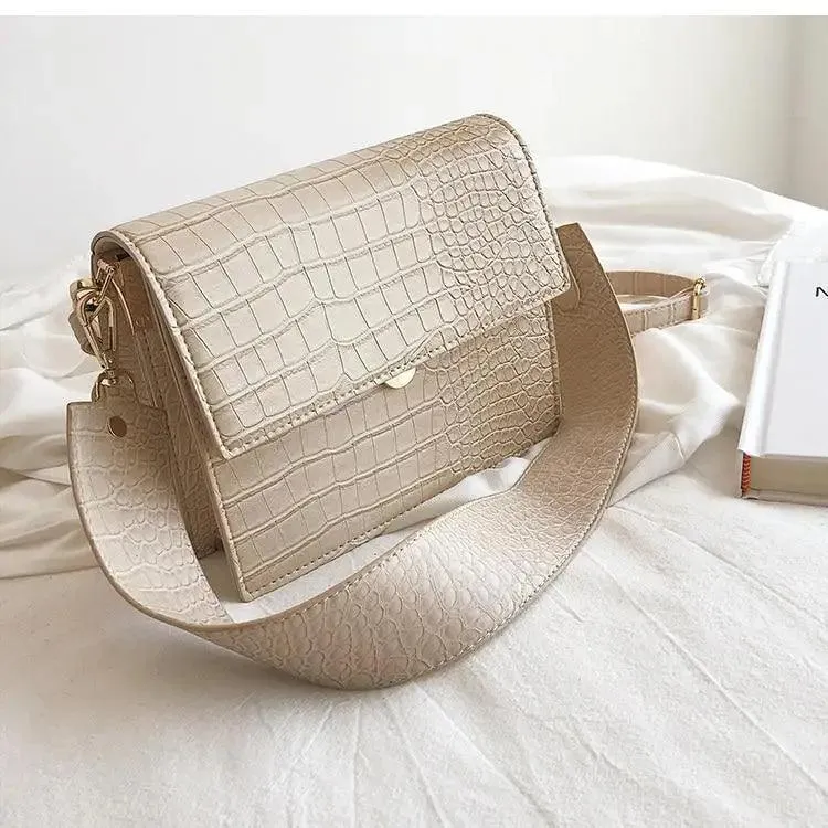 New Luxury Brand Female Flip Square Bag Top Quality Leather Women's Designer Handbag Crocodile Pattern Shoulder Messenger Bags
