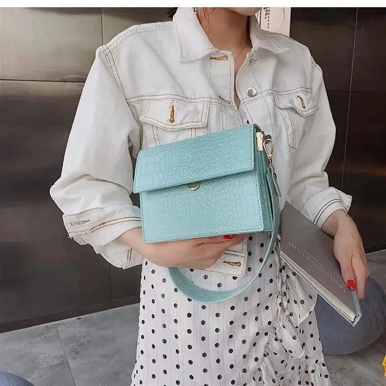 New Luxury Brand Female Flip Square Bag Top Quality Leather Women's Designer Handbag Crocodile Pattern Shoulder Messenger Bags