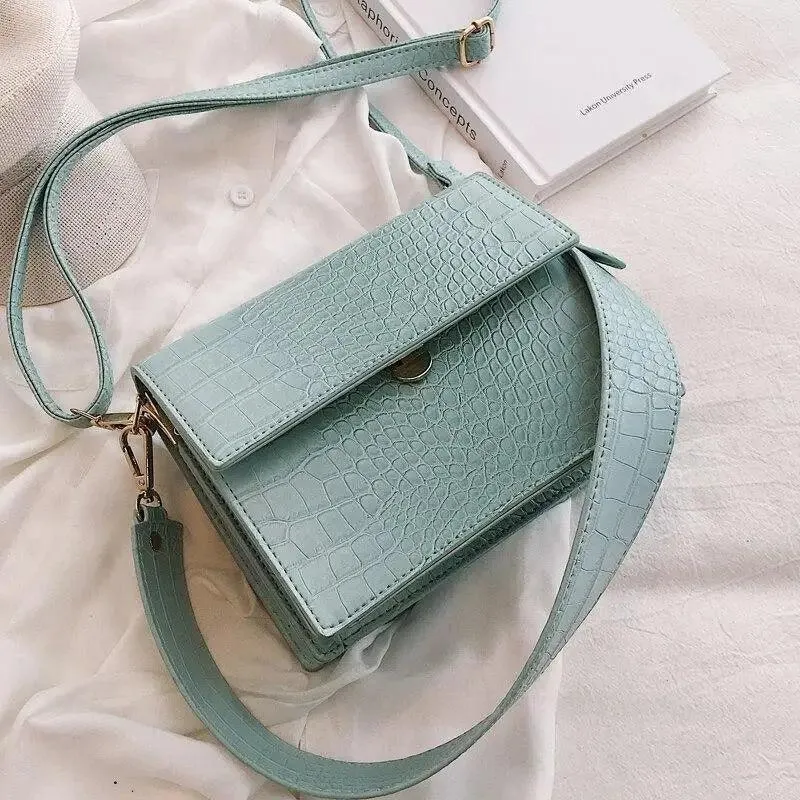 New Luxury Brand Female Flip Square Bag Top Quality Leather Women's Designer Handbag Crocodile Pattern Shoulder Messenger Bags