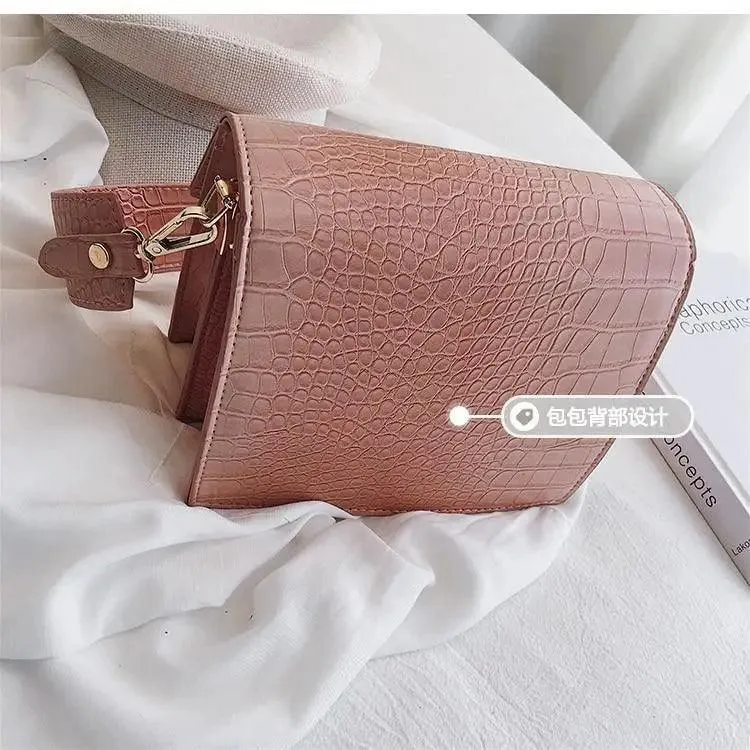 New Luxury Brand Female Flip Square Bag Top Quality Leather Women's Designer Handbag Crocodile Pattern Shoulder Messenger Bags