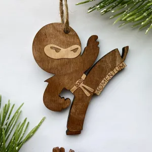 Ninja Engraved Wood Christmas Ornament