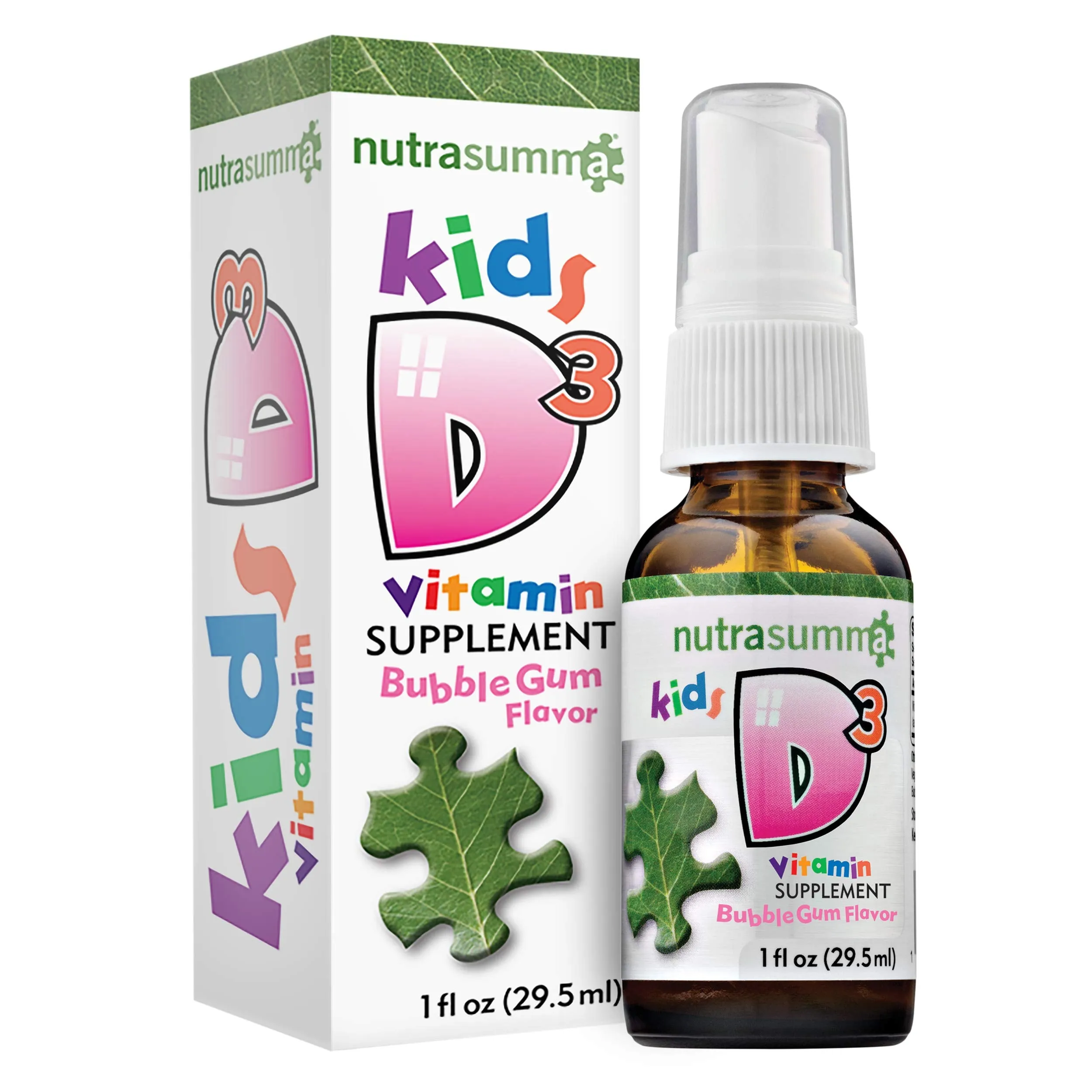Nutra Summa Kid &amp;apos;s Vitamina D3 – Bubble Gum (Spray entrega) – 1 oz