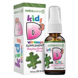 Nutra Summa Kid &amp;apos;s Vitamina D3 – Bubble Gum (Spray entrega) – 1 oz