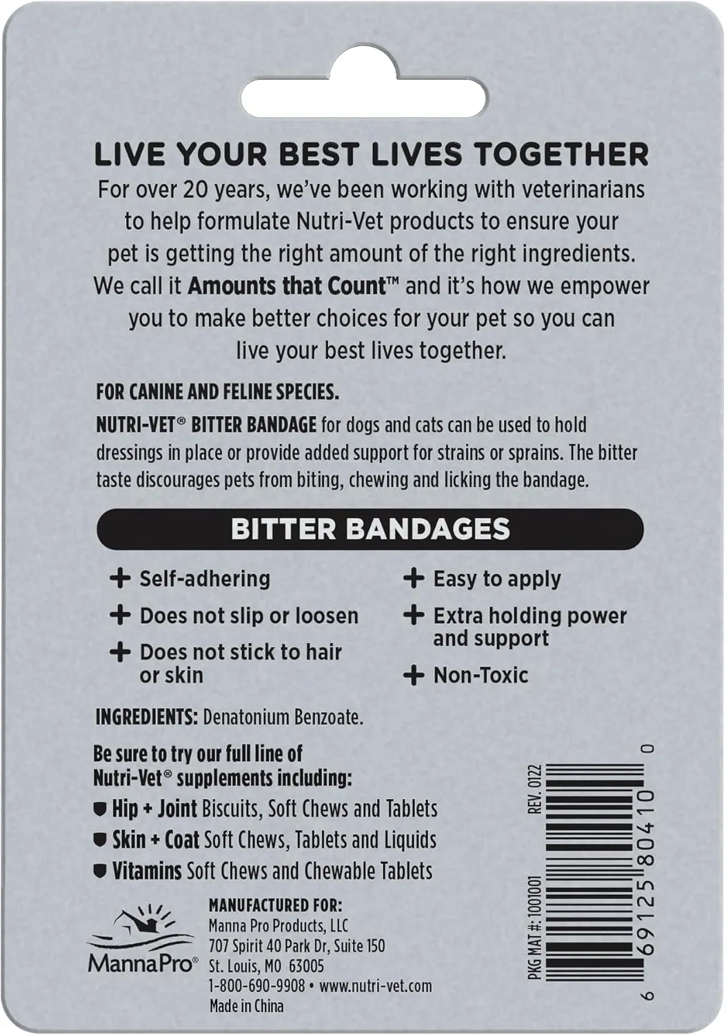 Nutri-Vet 2" Bitter Bandage Dog-1 ct.