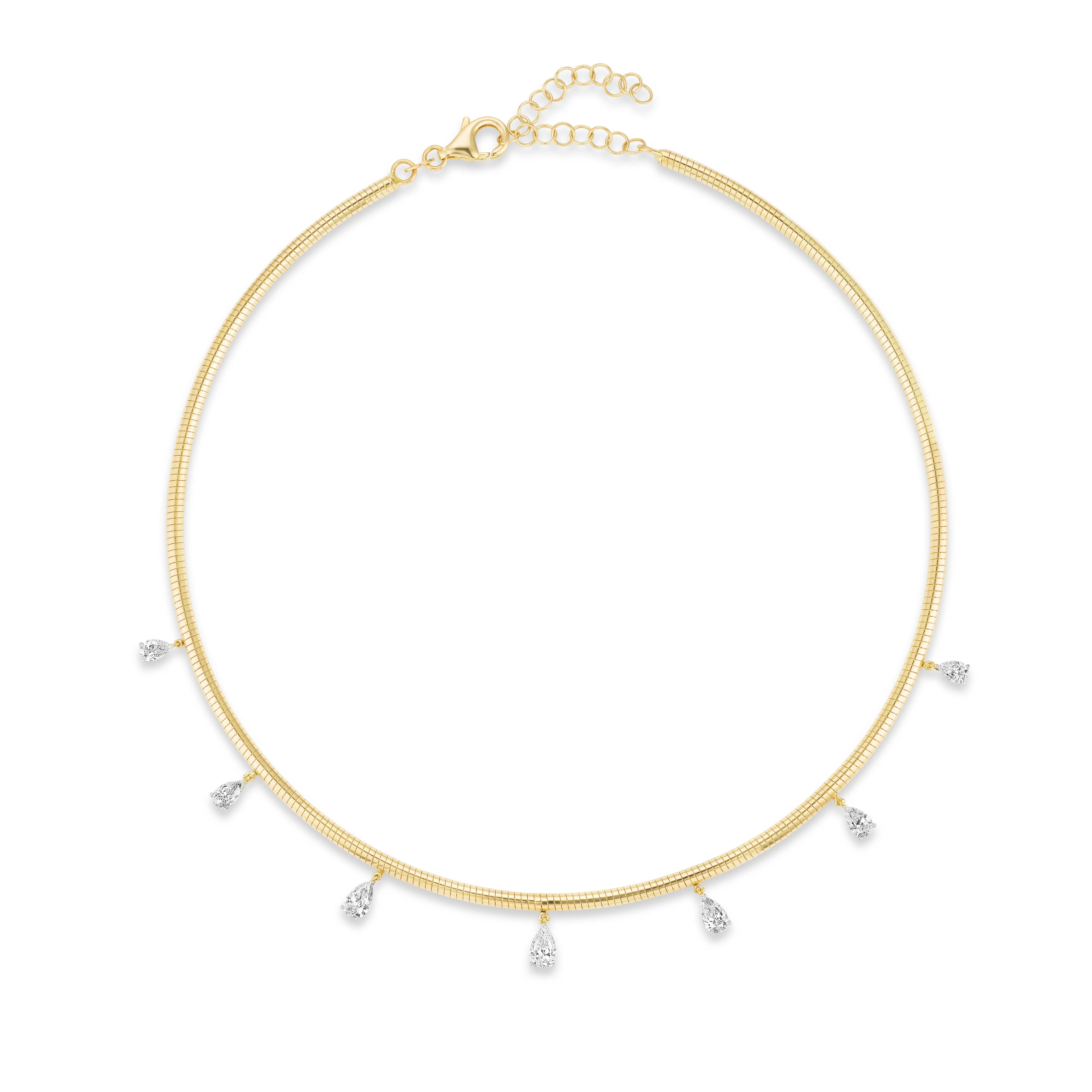 Omega Necklace with Dangling Pear Diamonds
