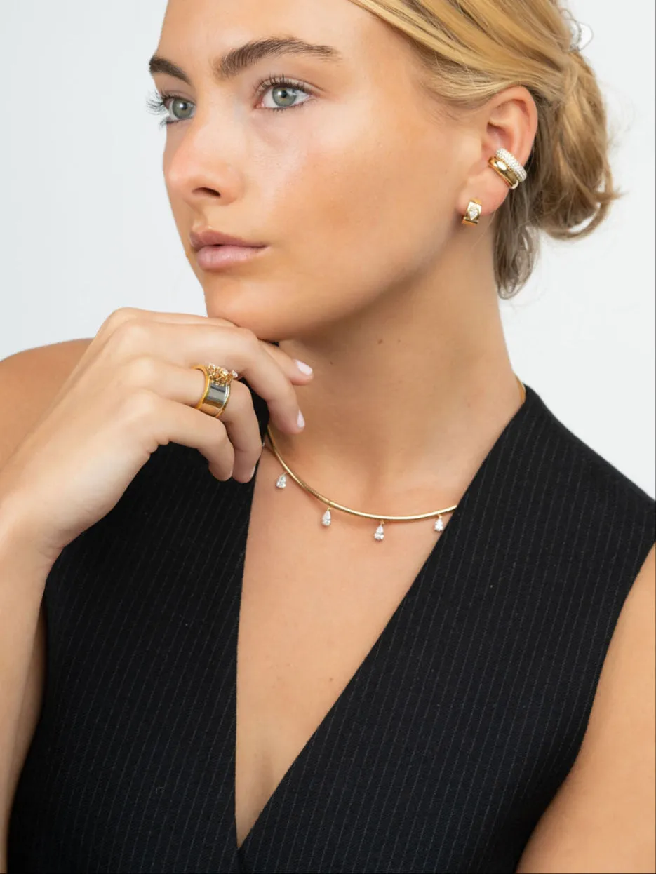 Omega Necklace with Dangling Pear Diamonds