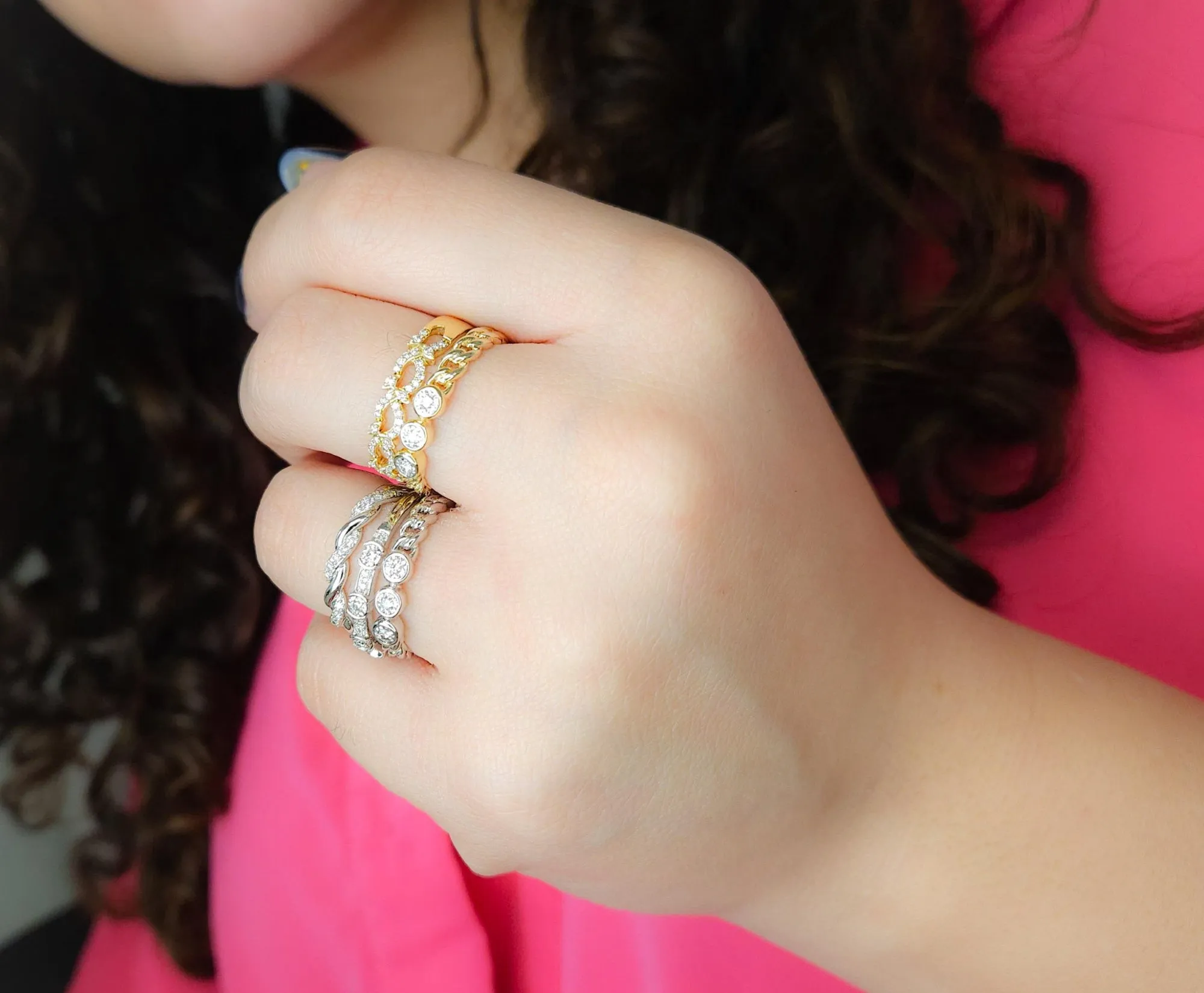 Open Diamond Braid Ring