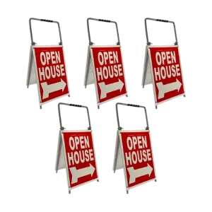 Open House Sign Metal A-Frame - 5 Pack - Mini - Red
