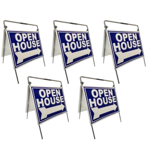 Open House Sign Metal A-Frame Kit - 5 Pack - Blue