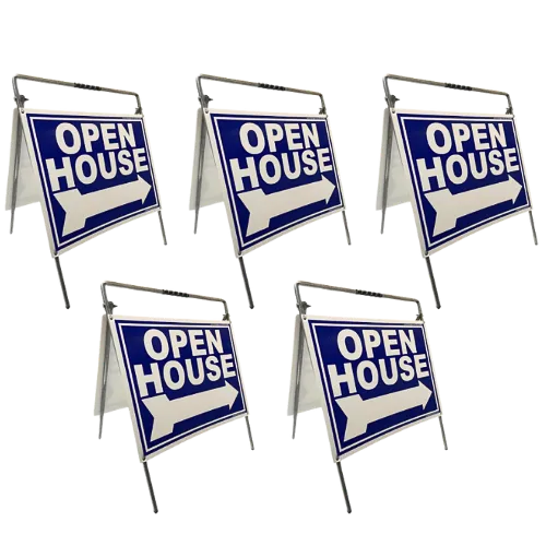 Open House Sign Metal A-Frame Kit - 5 Pack - Blue
