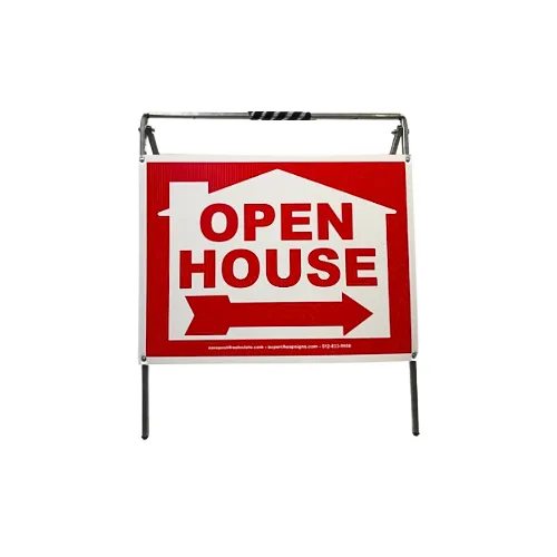 Open House Sign Metal A-Frame Kit - 5 Pack - House Graphic - Red