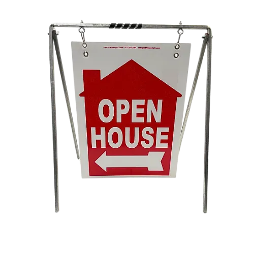 Open House Sign Metal A-Frame Kit - 5 Pack - House Graphic - Swinger - Red
