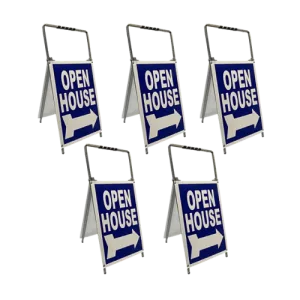 Open House Sign Metal A Frame Kit - 5 Pack - Mini- Blue