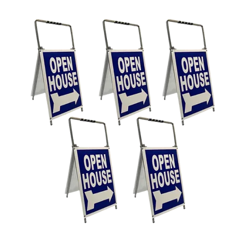 Open House Sign Metal A Frame Kit - 5 Pack - Mini- Blue
