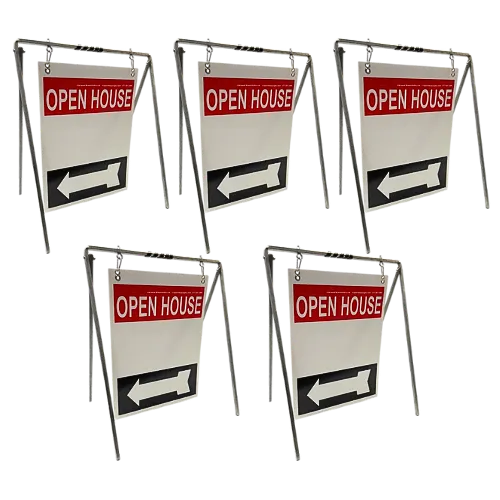 Open House Sign Metal A-Frame Kit - 5 Pack - Swinger - Red/White/Black