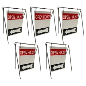 Open House Sign Metal A-Frame Kit - 5 Pack - Swinger - Red/White/Black
