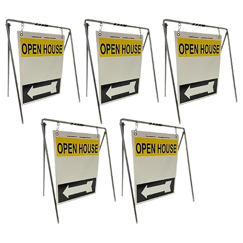 Open House Sign Metal A-Frame Kit - 5 Pack - Swinger - Yellow/White/Black