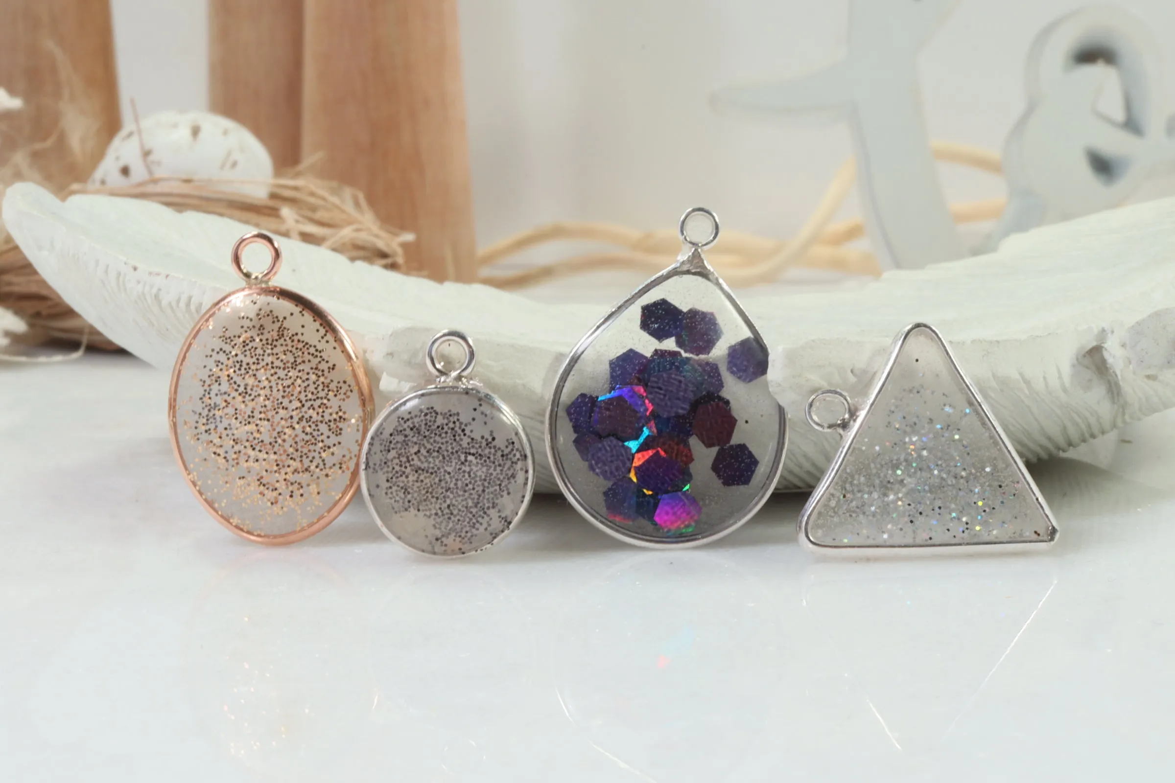 Open Resin Bezel - Drop, 10mm, Single Ring - Choose Your Metal