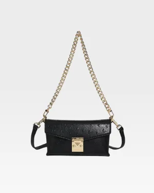 Ostrich Shoulder Bag in Black