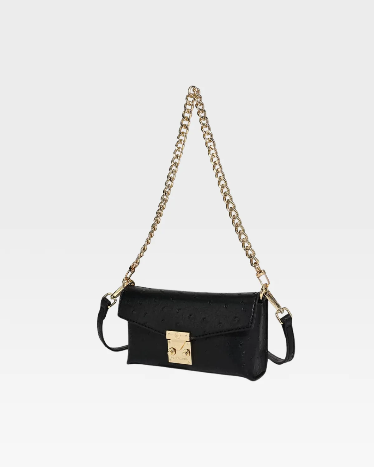 Ostrich Shoulder Bag in Black
