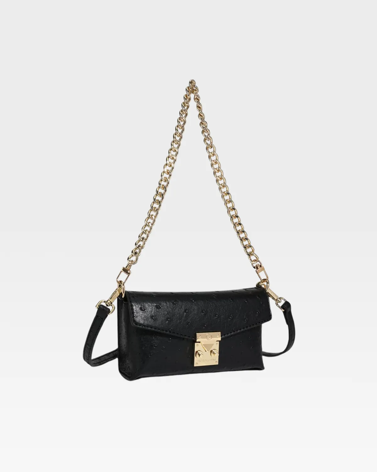 Ostrich Shoulder Bag in Black