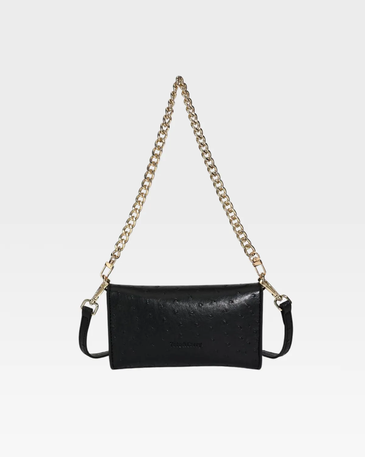 Ostrich Shoulder Bag in Black
