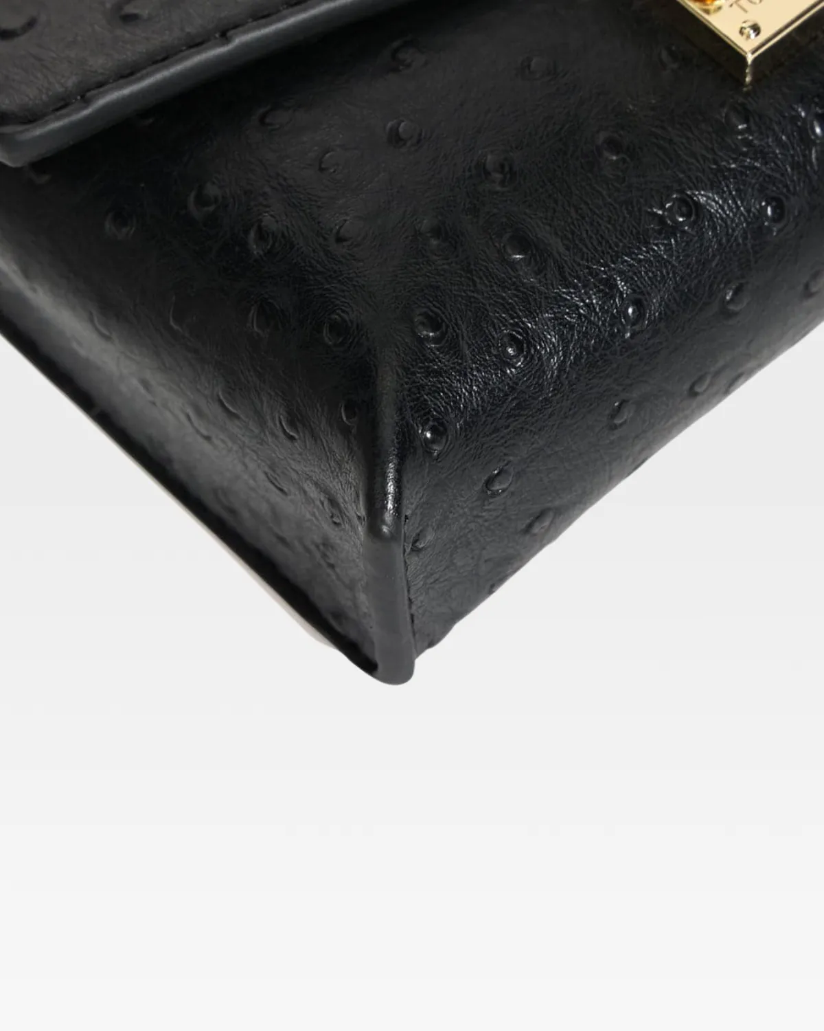 Ostrich Shoulder Bag in Black