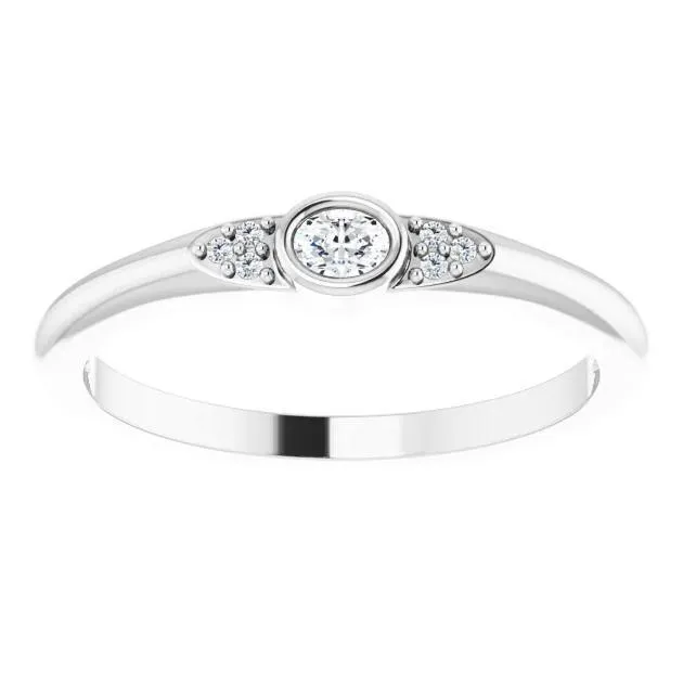 Oval Diamond Lab-Grown Diamond Accent Stackable Ring
