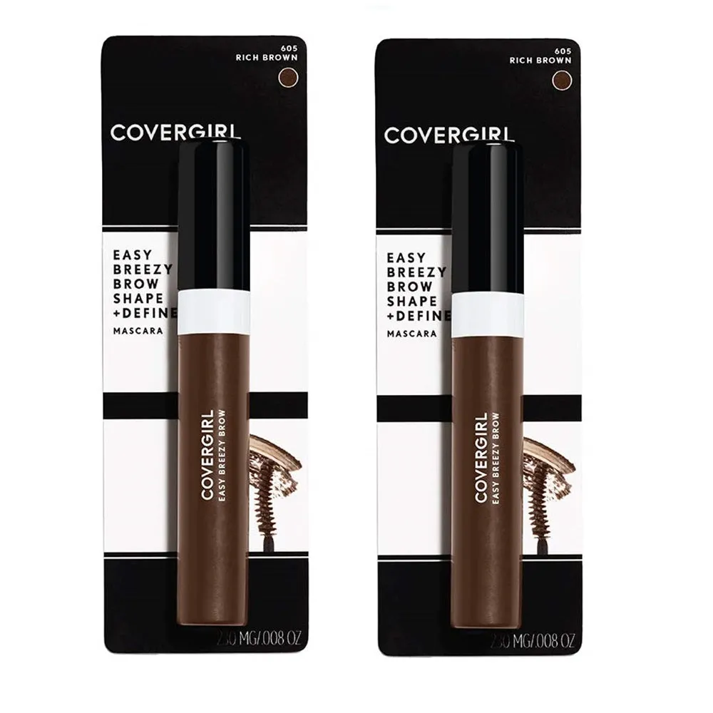 Pack of 2 CoverGirl Easy Breezy Brow Shape & Define Mascara, Rich Brown 605