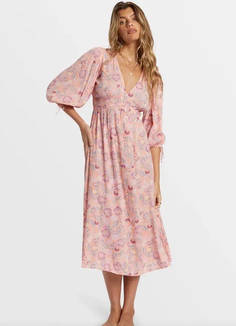 Paradise Sky Midi Dress - Peach Paradise