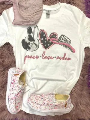 Peace Love Rodeo Tee: White